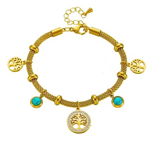 Beaded Bracelet 18k gold plated