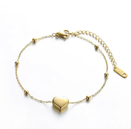 Heart 18k Gold Anklet